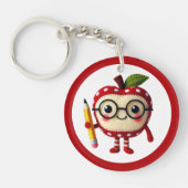 Niedliches rotes Apfelzeichen mit dem Namen des Bl Schlüsselanhänger (Vorderseite)