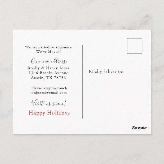 Niedliches Rotes Auto Neue Zuhause für den Urlaub Postkarte (Rückseite)