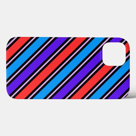 Niedliches rotes Blaue Streifen Muster Case-Mate iPhone Hülle (Rückseite (Horizontal))