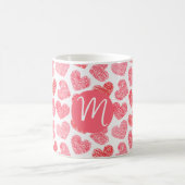 Niedliches rotes doodled Heart Valentine's Day Mon Kaffeetasse (Mittel)
