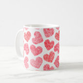 Niedliches rotes doodled Herz - Valentinstag Muste Kaffeetasse (Vorderseite Links)
