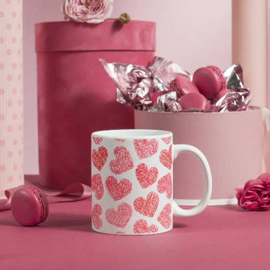 Niedliches rotes doodled Herz - Valentinstag Muste Kaffeetasse