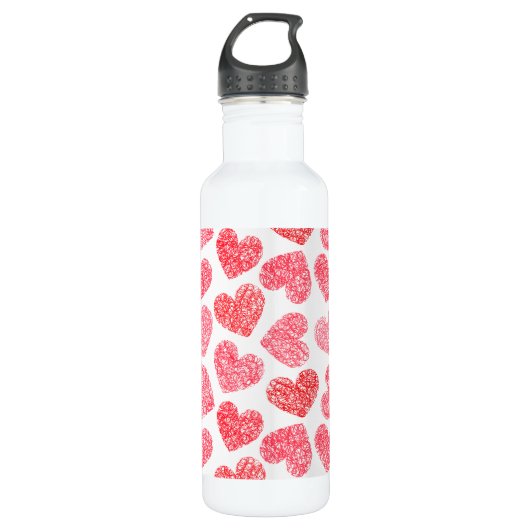 Niedliches rotes doodled Herz - Valentinstag Muste Trinkflasche (Vorderseite)