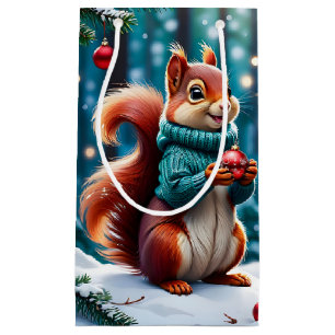 Niedliches Rotes Eichhörnchen im Sweater Weihnacht Kleine Geschenktüte