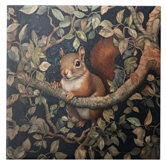 Niedliches Rotes Eichhörnchen im William Morris-St Fliese (Vorderseite)