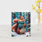 Niedliches Rotes Eichhörnchen in den Weihnachtsbal Karte (Gelbe Blume)