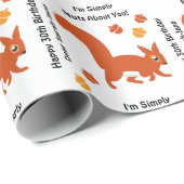 Niedliches Rotes Eichhörnchen mit Acorns Geburtsta Geschenkpapier (Rolleneckpunkt)