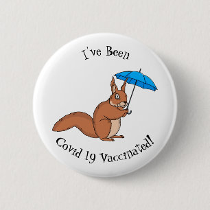 Niedliches Rotes Eichhörnchen mit Cartoon Button
