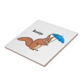 Niedliches Rotes Eichhörnchen mit Cartoon Fliese (Seite)