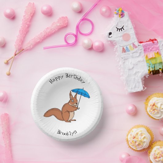 Niedliches Rotes Eichhörnchen mit Cartoon Pappteller (Party)