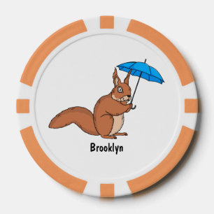 Niedliches Rotes Eichhörnchen mit Cartoon Pokerchips