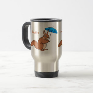 Niedliches Rotes Eichhörnchen mit Cartoon Reisebecher