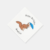 Niedliches Rotes Eichhörnchen mit Cartoon Serviette (Ecke)