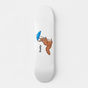 Niedliches Rotes Eichhörnchen mit Cartoon Skateboard