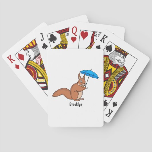 Niedliches Rotes Eichhörnchen mit Cartoon Spielkarten (Rückseite)