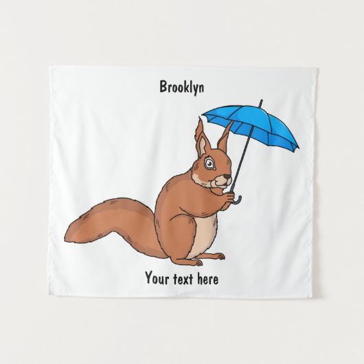 Niedliches Rotes Eichhörnchen mit Cartoon Wandteppich (Vorderseite (Horizontal))