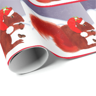 Niedliches Rotes Eichhörnchen Schneeweihnachtsfest Geschenkpapier