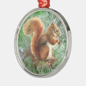 Niedliches Rotes Eichhörnchen Wasserfarbe Art Ornament Aus Metall (Links)