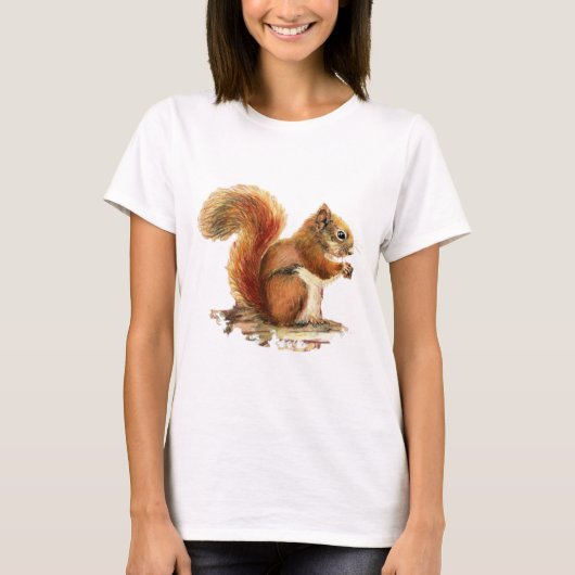 Niedliches Rotes Eichhörnchen Wasserfarbe Tierart T-Shirt (Vorderseite)