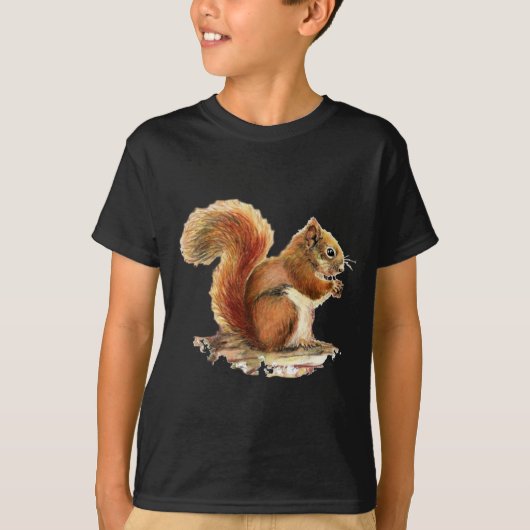 Niedliches Rotes Eichhörnchen Wasserfarbe Tierart T-Shirt (Vorderseite)