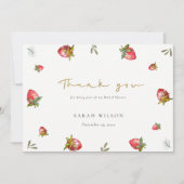 Niedliches Rotes Erdbeeren Blätterteig Botanisches Dankeskarte (Vorderseite)