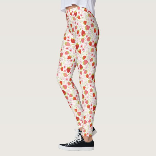 Niedliches Rotes Erdbeeren Fruchtmuster Leggings (Links)