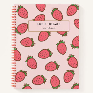 Niedliches Rotes Erdbeeren Fruchtmuster Notizblock