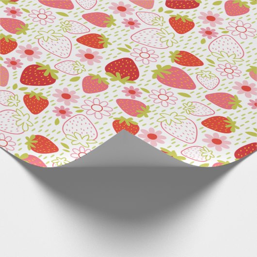 Niedliches Rotes Erdbeerpapier Geschenkpapier (Ecke)