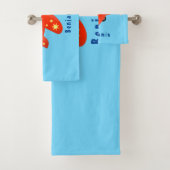 Niedliches rotes Flugzeug mit Cartoon Badhandtuch Set (Insitu)