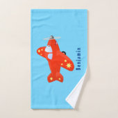 Niedliches rotes Flugzeug mit Cartoon Badhandtuch Set (Handtuch)