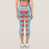 Niedliches rotes Flugzeug mit Cartoon Capri Leggings (Rückseite)