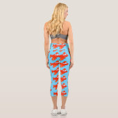 Niedliches rotes Flugzeug mit Cartoon Capri Leggings (Rückseite)