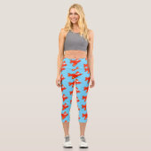 Niedliches rotes Flugzeug mit Cartoon Capri Leggings (Vorderseite)
