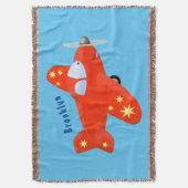 Niedliches rotes Flugzeug mit Cartoon Decke (Vorderseite Vertikal)