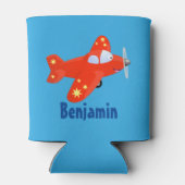 Niedliches rotes Flugzeug mit Cartoon Dosenkühler (Rückseite)