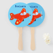 Niedliches rotes Flugzeug mit Cartoon Fächer (Vorne und Hinten)