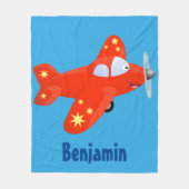 Niedliches rotes Flugzeug mit Cartoon Fleecedecke (Vorderseite)
