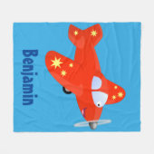 Niedliches rotes Flugzeug mit Cartoon Fleecedecke (Vorderseite (Horizontal))