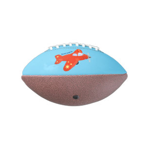 Niedliches rotes Flugzeug mit Cartoon Football