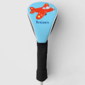 Niedliches rotes Flugzeug mit Cartoon Golf Headcover (Vorderseite)