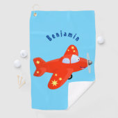 Niedliches rotes Flugzeug mit Cartoon Golfhandtuch (Insitu)