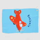 Niedliches rotes Flugzeug mit Cartoon Golfhandtuch (Horizontal)