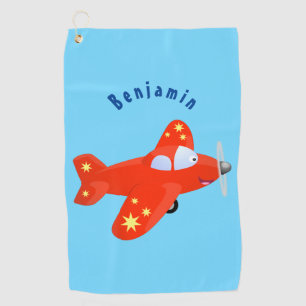Niedliches rotes Flugzeug mit Cartoon Golfhandtuch