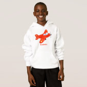 Niedliches rotes Flugzeug mit Cartoon Hoodie (Vorne ganz)