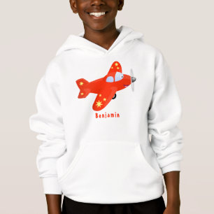 Niedliches rotes Flugzeug mit Cartoon Hoodie