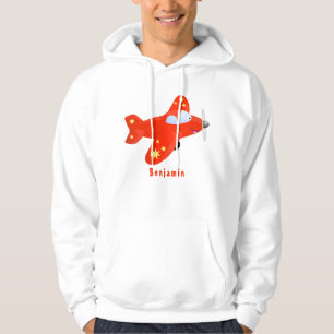 Niedliches rotes Flugzeug mit Cartoon Hoodie
