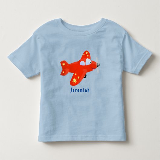 Niedliches rotes Flugzeug mit Cartoon Kleinkind T-shirt (Vorderseite)