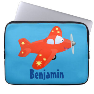 Niedliches rotes Flugzeug mit Cartoon Laptopschutzhülle
