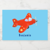 Niedliches rotes Flugzeug mit Cartoon Lebensmitteletikett (Einzelnes Label)