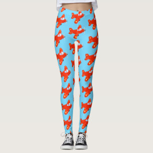Niedliches rotes Flugzeug mit Cartoon Leggings